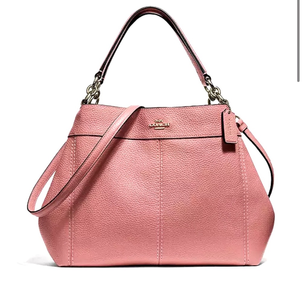 Coach Lexy Shoulder / Hand Bag Pebbled Leather Pink Petal